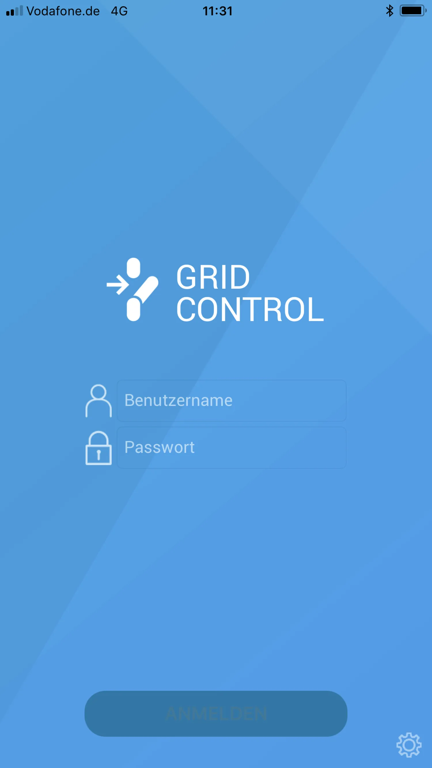 Anmeldebildschirm der Grid-Control-App auf einem Smartphone